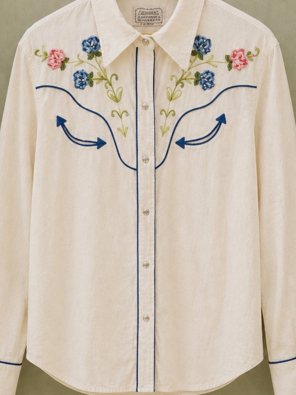 Vintage H Bar C Ranchwear Floral Embroidered Pearl Snap Western Shirt USA - Picture 2 of 7